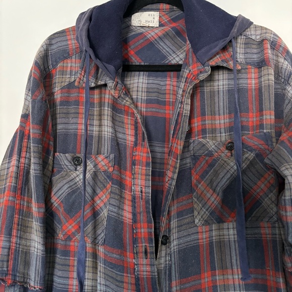 Oli & Hali Hooded Flannel Hooded Shacket Shirt dress size small - Picture 2 of 11